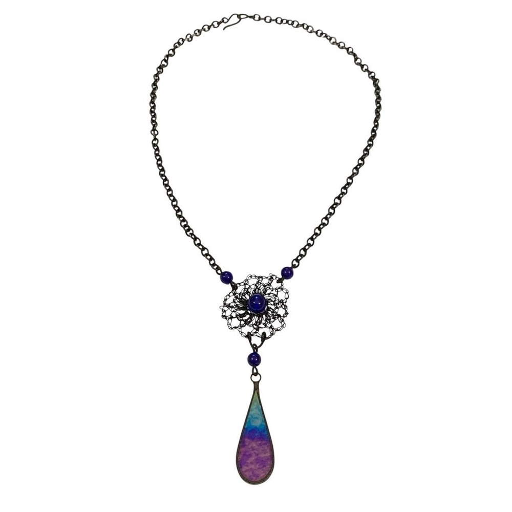 Vintage Flower Teardrop Pendant Necklace